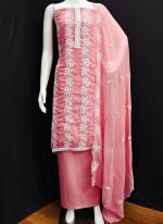 Georgette Pink Traditional Wear Embroidery Work Dress Material